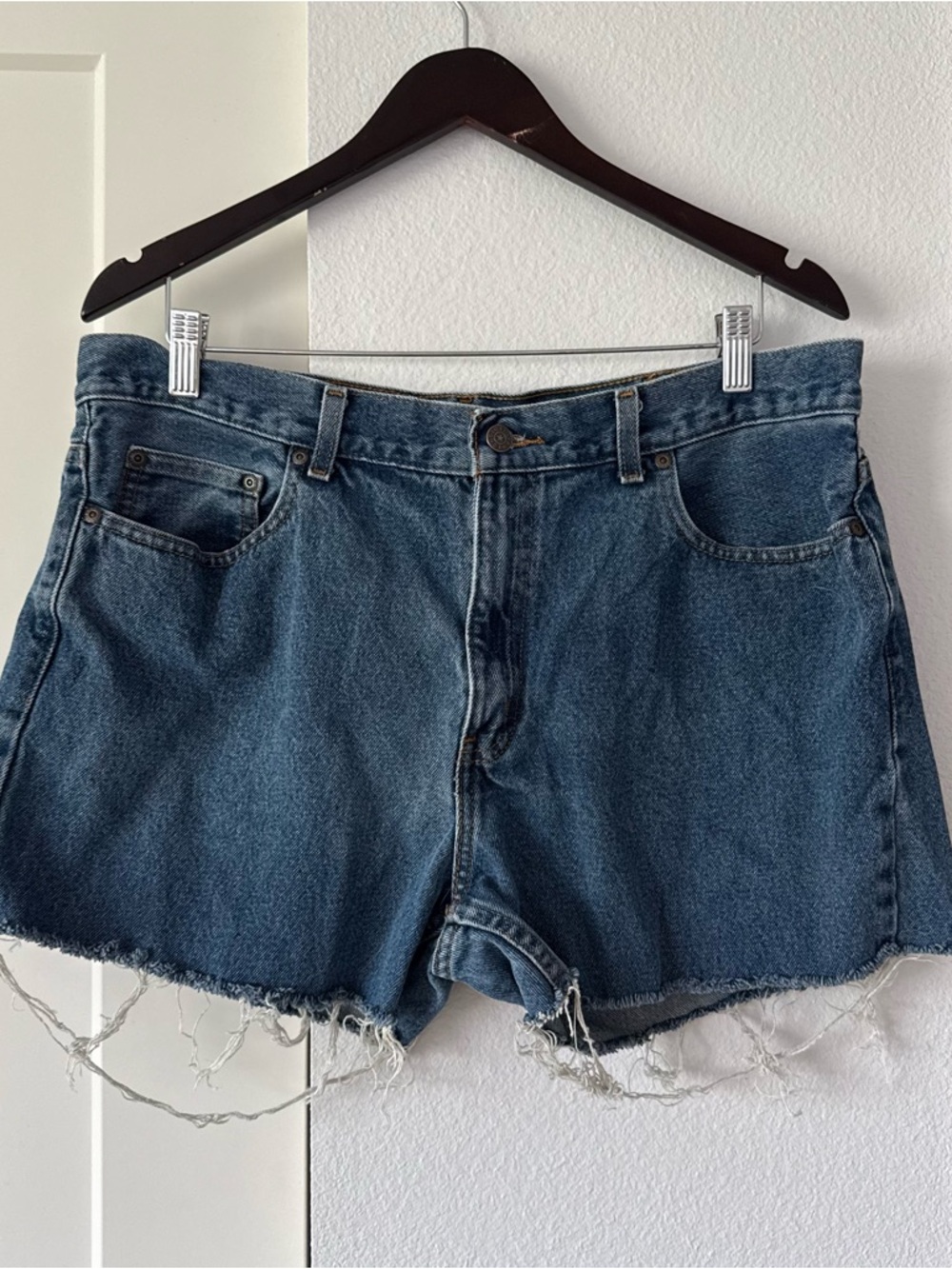Faded Glory Dark Blue Raw Hem Denim Cutoff Shorts